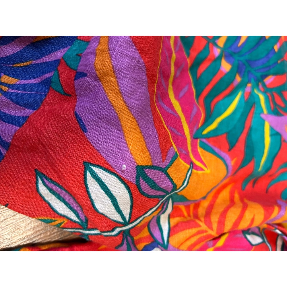 C&C California Linen Tropical Print Wide Leg Pants Orange floral print w/ flaws - Picture 7 of 8